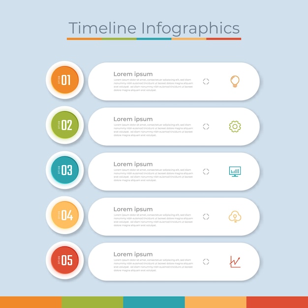 Vector diseño de infografías de línea de tiempo iconos de marketing diagrama de diseño de flujo de trabajo visualización de datos comerciales