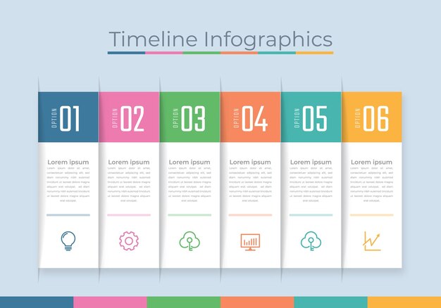 Vector diseño de infografías de línea de tiempo iconos de marketing diagrama de diseño de flujo de trabajo visualización de datos comerciales