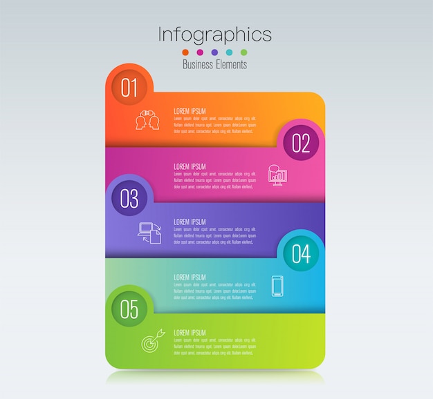 Diseño de infografías con pasos u opciones.