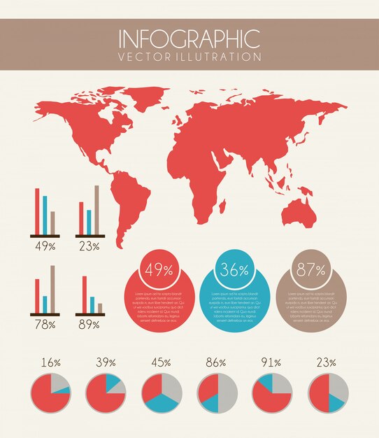 Diseño de infografías sobre fondo rosa