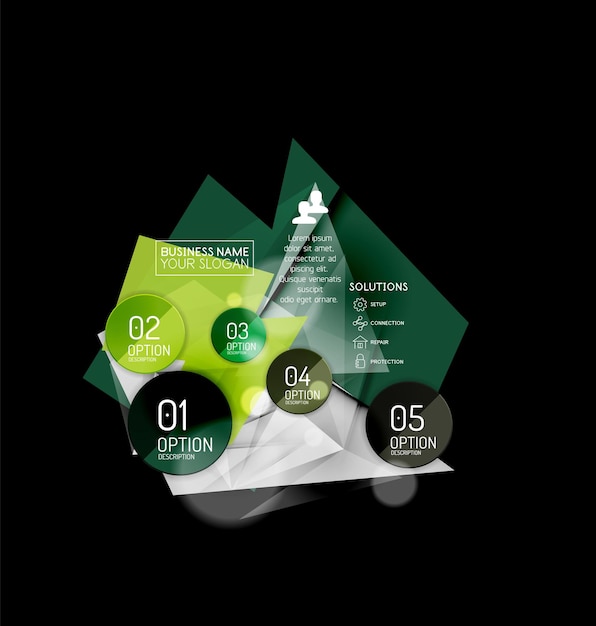 Diseño de infografías triangulares abstractas de negocios