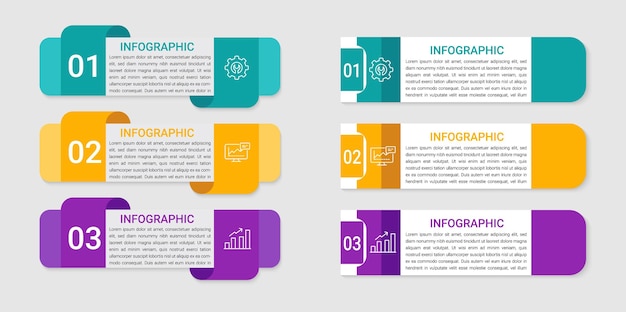 Diseño de infografías Vector 3 pasos