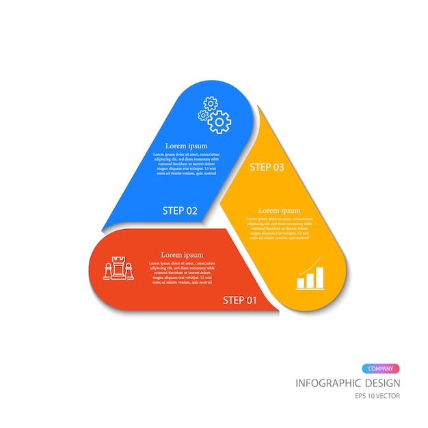 Diseño infográfico 3 pasos para diagramas presentaciones diseños de flujo de trabajo banners diagramas de flujo