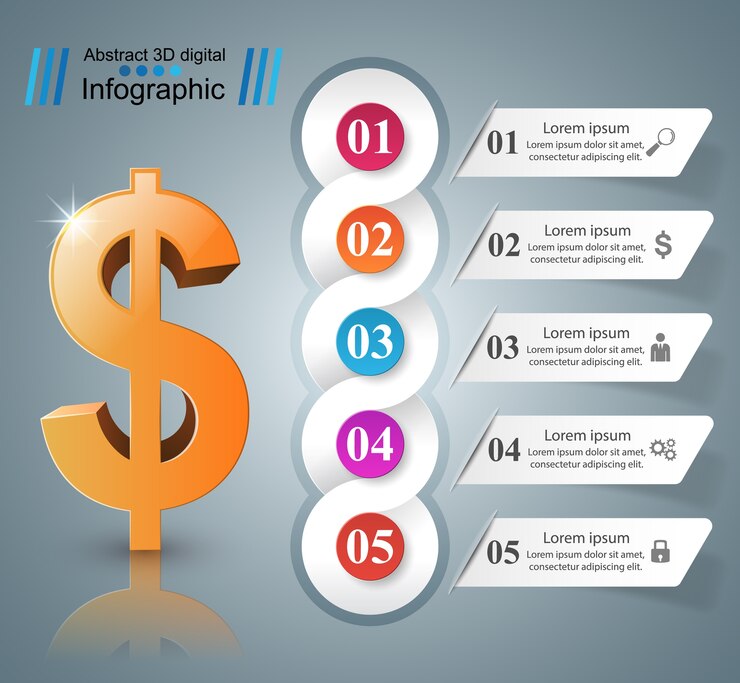 Vector diseño infográfico 3d. icono de dólar