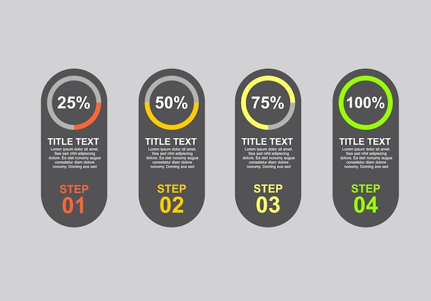 Diseño infográfico con 4 pasos para el diagrama de visualización de datos informe anual diseño web presenta