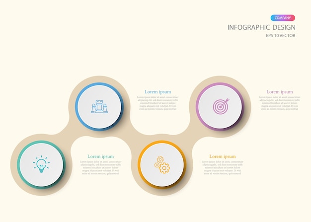 Diseño infográfico 4 pasos para diagramas presentaciones diseños de flujo de trabajo banners diagramas de flujo
