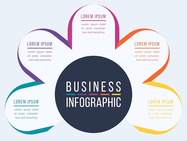 Diseño infográfico 5 opciones de información