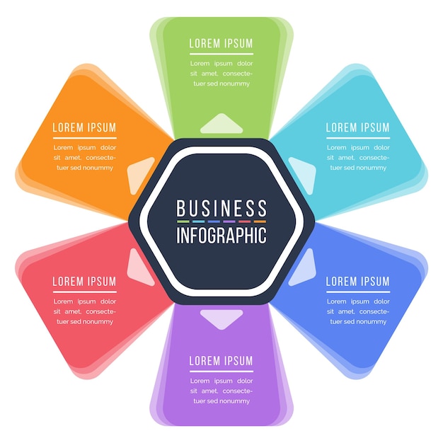 Diseño Infográfico 6 pasos Objetos Opciones o elementos Información empresarial