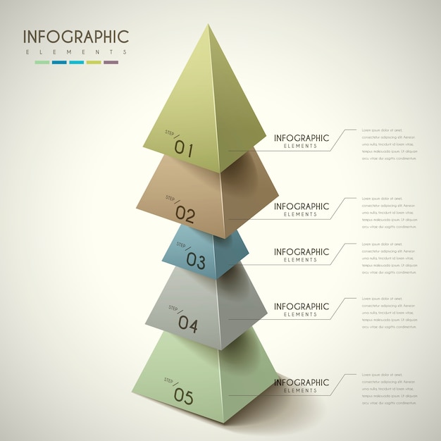 Diseño infográfico atractivo con elementos de triángulos 3d