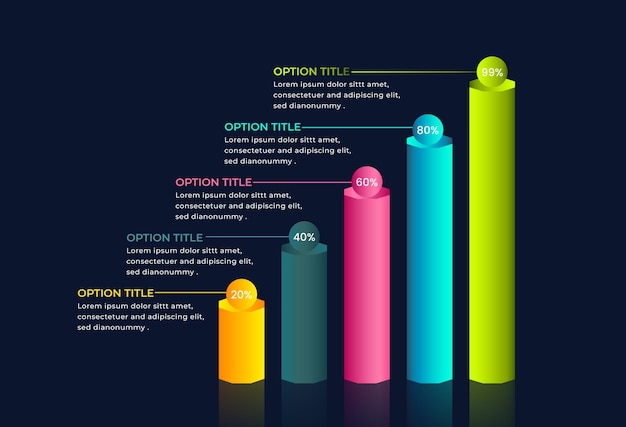 Vector diseño infográfico de crecimiento empresarial 3d