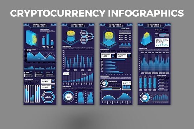 Vector diseño infográfico de criptomonedas