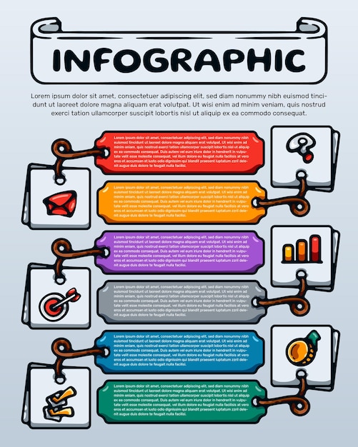 Vector diseño infográfico dibujado a mano de dibujos animados