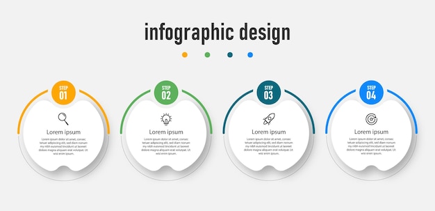 Diseño infográfico elegante profesional con círculo vector premium