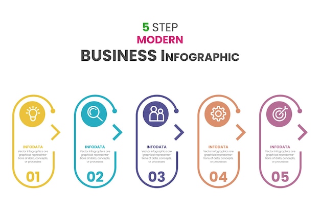 Diseño infográfico con iconos y 5 opciones o pasos Vector de línea delgada