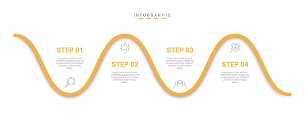 Diseño infográfico de línea de tiempo con iconos y 4 opciones o infografías de pasos para empresas