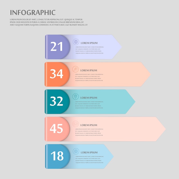 Diseño infográfico moderno con elementos de etiqueta coloridos