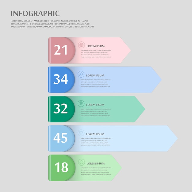 Diseño infográfico moderno con elementos de etiqueta coloridos