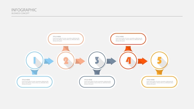 Diseño infográfico con número y 5 opciones o pasos. vector de línea delgada.