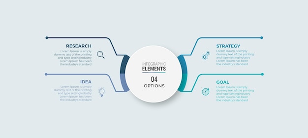 Diseño infográfico de pasos con círculo de línea de tiempo