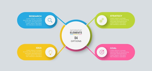 Vector diseño infográfico de pasos con círculo de línea de tiempo