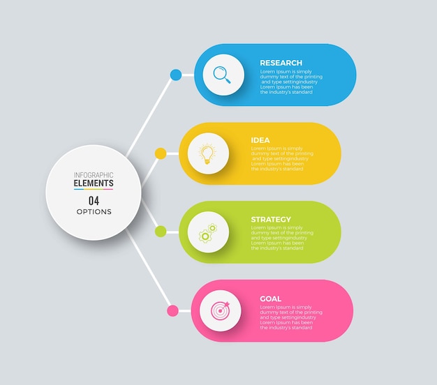 Vector diseño infográfico de pasos con círculo de línea de tiempo