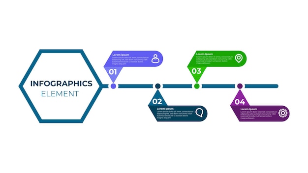 Diseño infográfico plano moderno. plantilla de diseño de infografía de cuatro pasos.