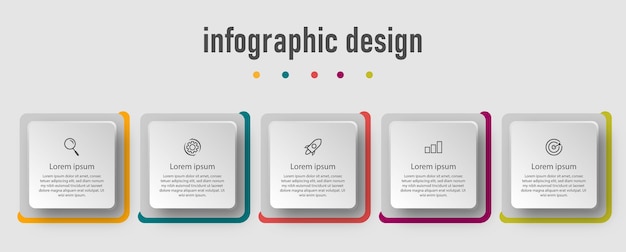Diseño infográfico de plantilla de negocio con 5 opciones. s
