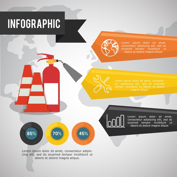 Vector diseño infográfico de seguridad industrial.