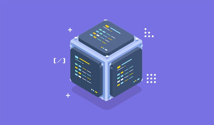 Vector diseño infográfico de tecnología para computadora cuántica concepto de servidor blockchain sala de servidores base de datos almacenamiento de información concepto de datos creativos