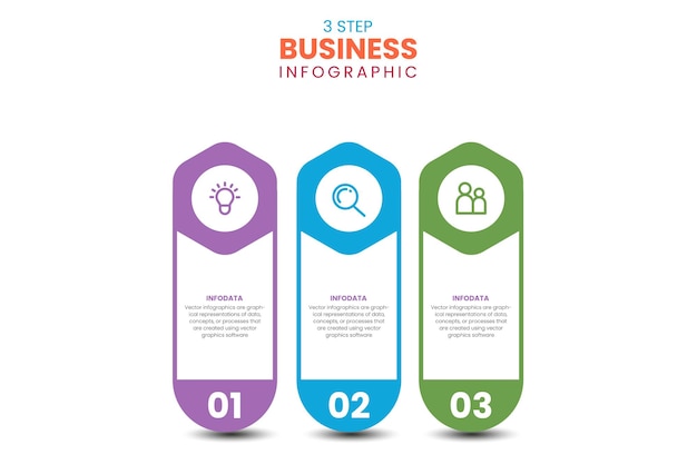 Diseño infográfico vectorial con iconos y 3 opciones o pasos