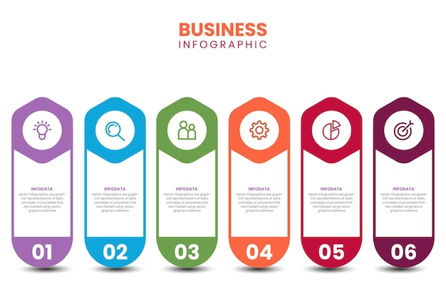 Diseño infográfico vectorial con iconos y 6 opciones o pasos