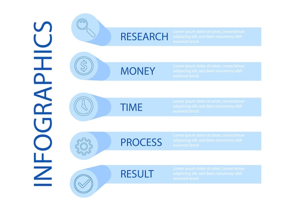 Diseño infográfico vectorial con iconos diagrama de proceso diagrama de flujo gráfico de información Infografía para busi