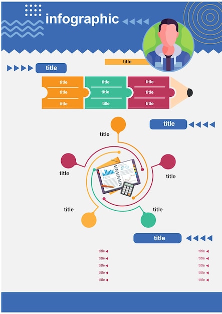 Vector diseño infográfico vectorial plano con iconos y fotos