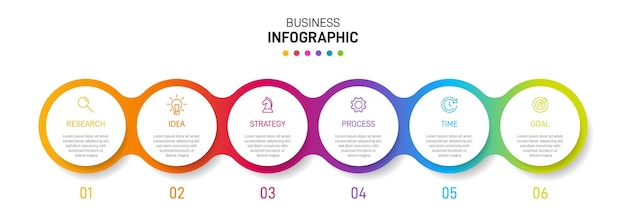 Diseño infográfico vertical con iconos y 6 opciones o pasos. concepto de negocio de infografía