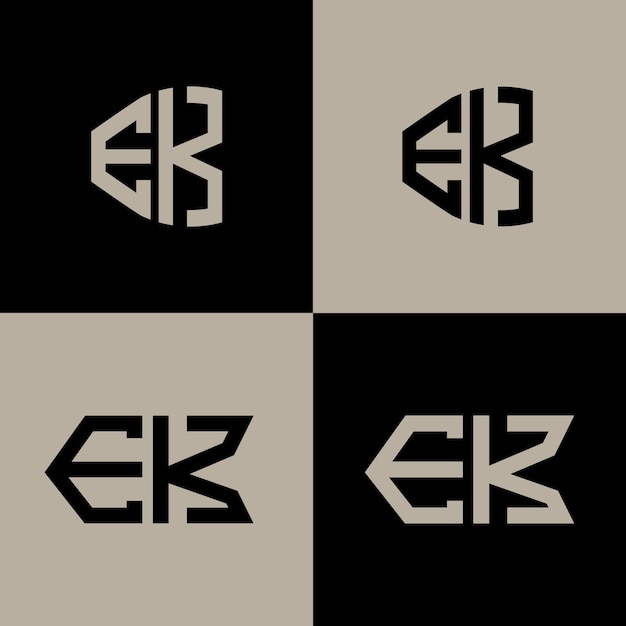 El diseño inicial del conjunto de logotipos modernos de EK es una plantilla de icona vectorial.