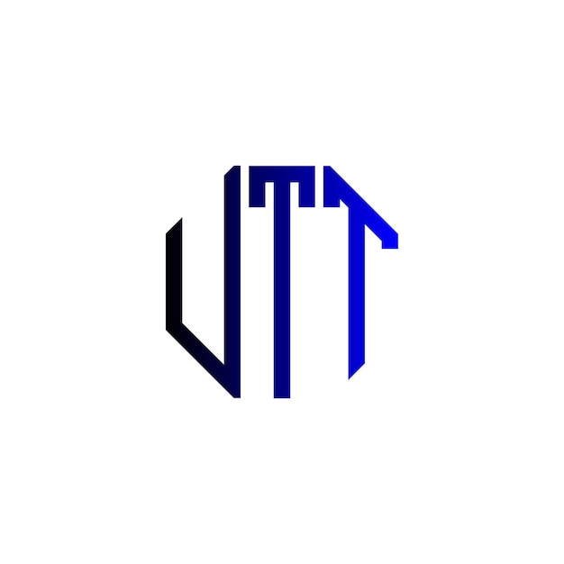 Diseño inicial creativo de logotipo de UTT con espacio negativo minimalista moderno atemporal
