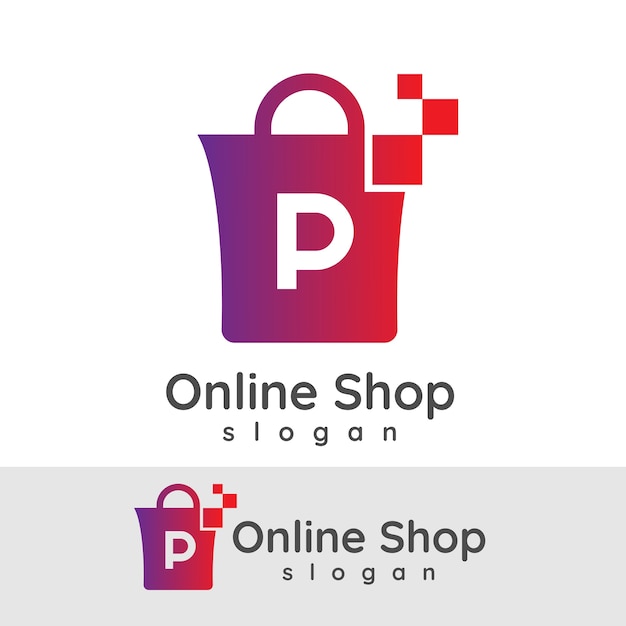 Diseño inicial de la letra p logo en línea