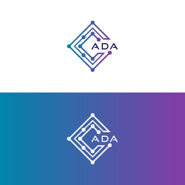 diseño inicial de logotipo de ada para tecnología Digital Tech negocio ada logotipo de tech ada
