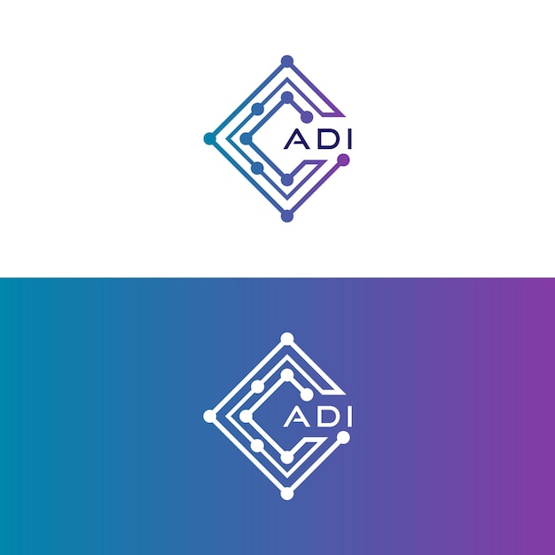 diseño inicial del logotipo de adi tech icono para la tecnología negocio de tecnología digital logotipo adi tech