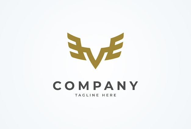 Diseño inicial del logotipo del ala V letra moderna V con ilustración de vector de combinación de ala