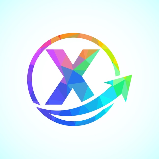 Diseño inicial del logotipo del alfabeto X incorporado con la flecha Concepto del logotipo financiero o de éxito