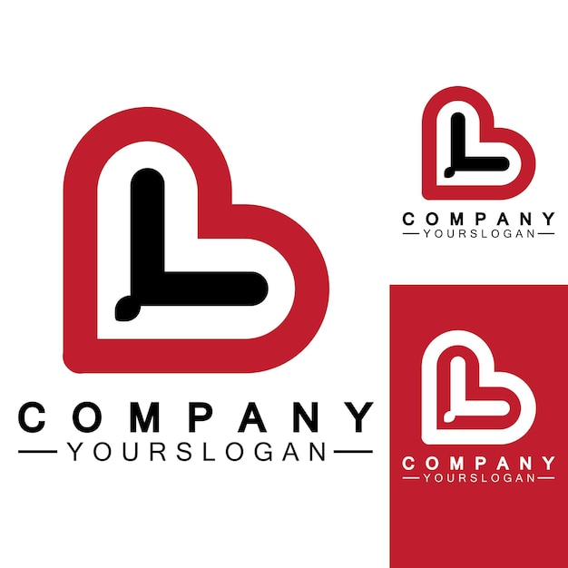 Diseño inicial del logotipo del corazón del amor de la letra B