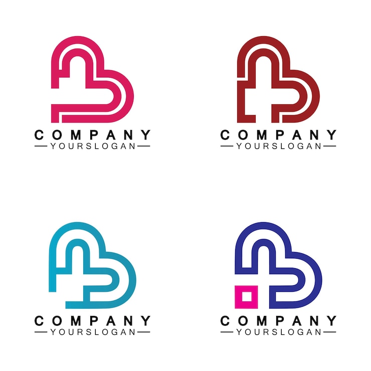 Vector diseño inicial del logotipo del corazón del amor de la letra b
