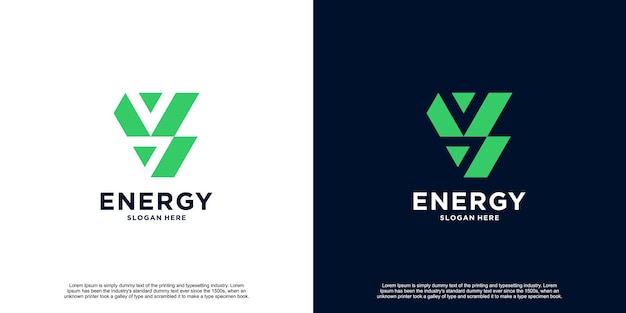 Vector diseño inicial del logotipo creative thunder energy