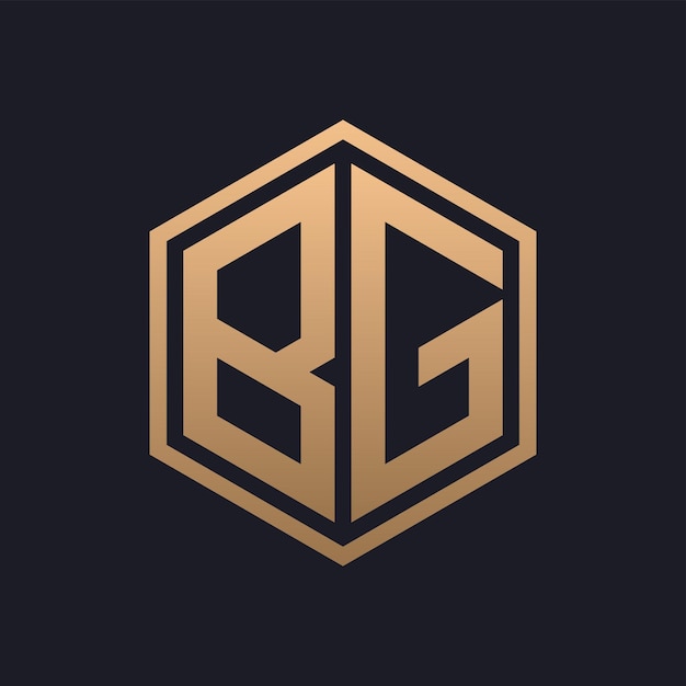 Diseño inicial del logotipo de la elegante letra hexagonal BG Modelo de logotipo de lujo de BG