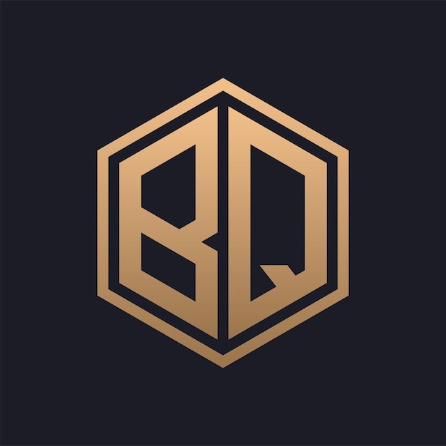 Diseño inicial del logotipo de la elegante letra hexagonal BQ plantilla de logotipo de lujo BQ