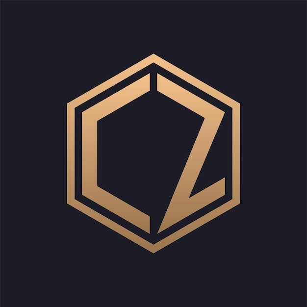 Diseño inicial del logotipo de la elegante letra hexagonal CZ plantilla de logotipo de lujo de la CZ