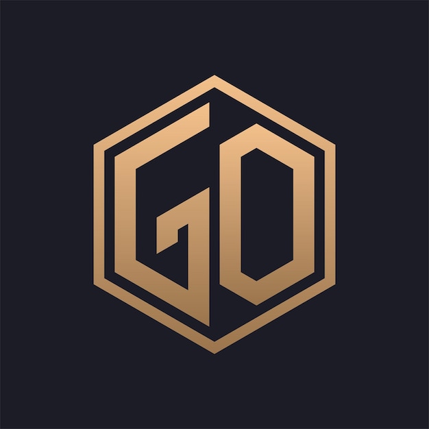 Diseño inicial del logotipo de la elegante letra hexagonal de GO Modelo de logotipo de GO de lujo