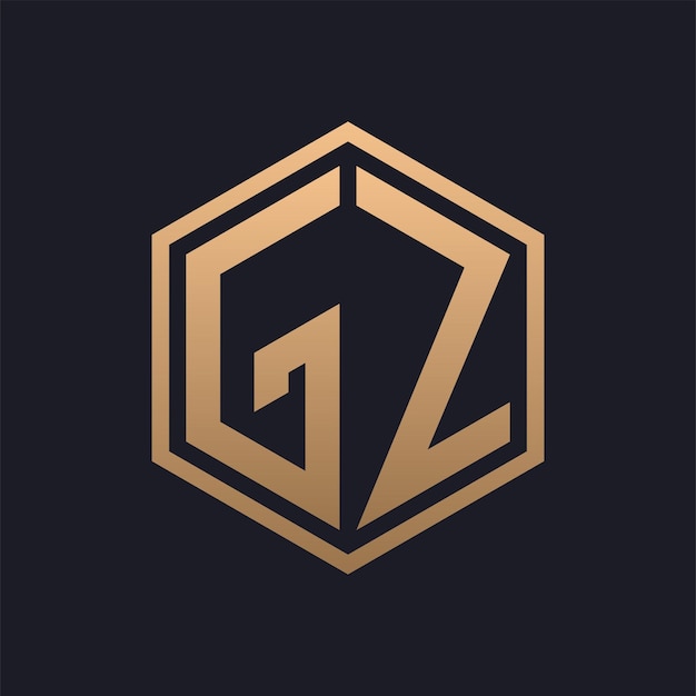 Diseño inicial del logotipo de la elegante letra hexagonal GZ plantilla de logotipo de lujo de GZ