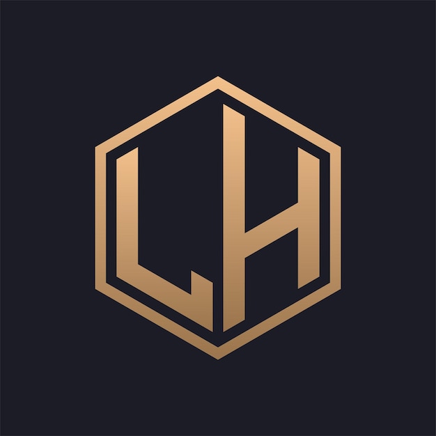 Diseño inicial del logotipo de la elegante letra hexagonal LH plantilla de logotipo de lujo de LH